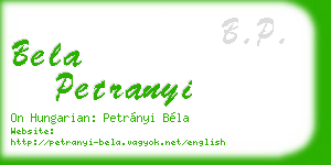 bela petranyi business card